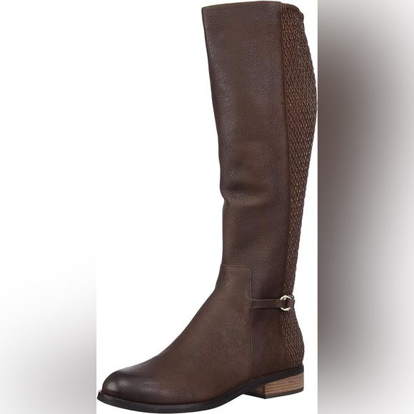 Cole Haan Isabel Stretch Leather Chestnut Brown Riding Knee High Boots - Picture 3 of 13
